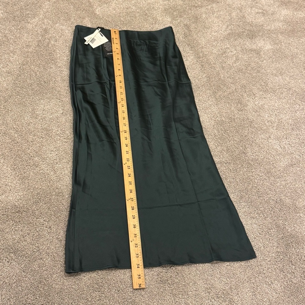 Lilysilk NWT 100% Mulberry Silk Maxi Skirt Green Size 28 US 6-8 - Picture 9 of 10